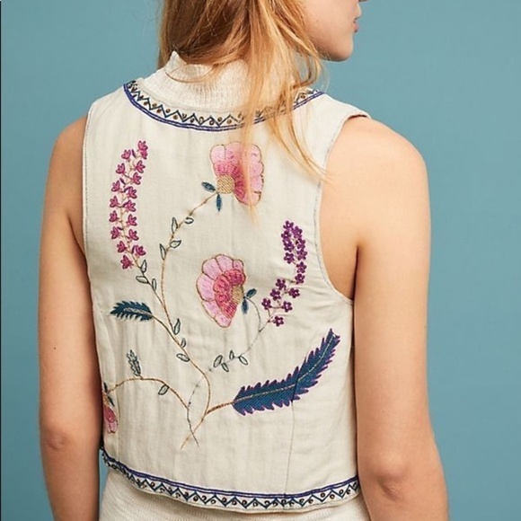 Anthropologie Ett Twa Belle embroidered vest boho - Picture 3 of 8